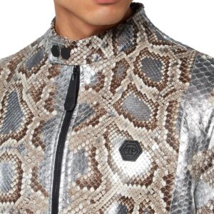 PYTHON LEATHER MOTO JACKET