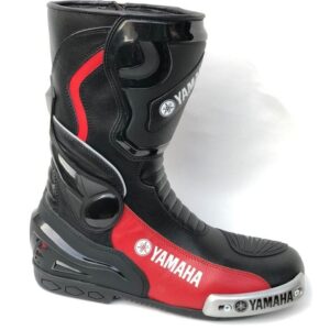 YAMAHA MOTORCYCLE LEATHER BOOTS/FOOTWEAR BLACK & RED