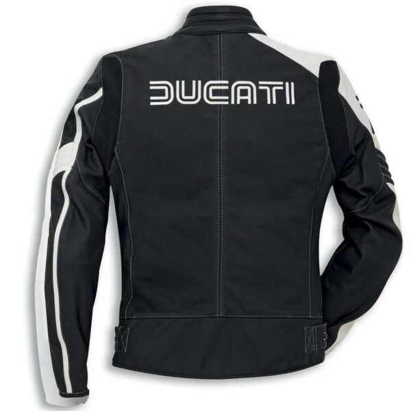 HISTORICAL DUCATI 77 LEATHER JACKET BLACK & WHITE - Image 2