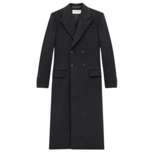 SAINT LAURENT LONG COAT IN CASHMERE AND WOOL FELT