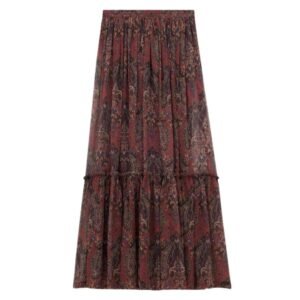 SAINT LAURENT RUFFLED SKIRT IN PAISLEY SILK CREPON