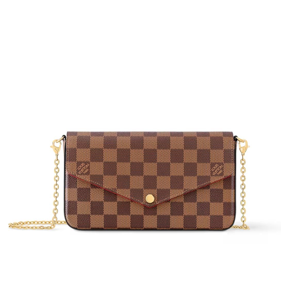 LOUIS VUITTON POCHETTE DAMIER EBENE MM/GM CERISE LINING