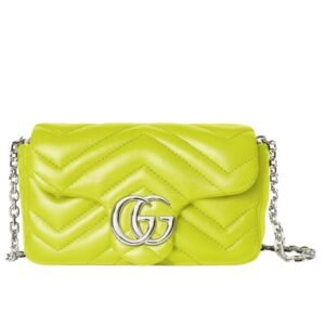 GUCCI GG MARMONT MATELASSÉ LEATHER SUPER MINI BAG BRIGHT GREEN