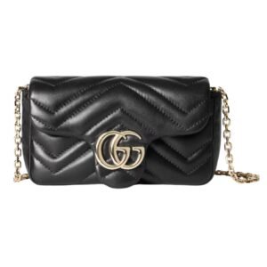 GUCCI GG MARMONT MATELASSÉ LEATHER SUPER MINI BAG BLACK