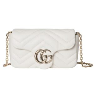 GUCCI GG MARMONT MATELASSÉ MINI LEATHER SHOULDER BAG WHITE