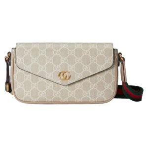 GUCCI OPHIDIA POCHETTE BEIGE AND OATMEAL