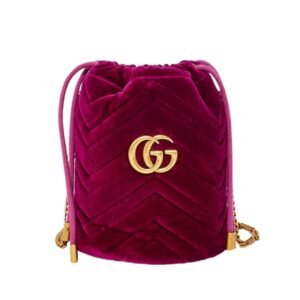 GUCCI GG MARMONT MINI BUCKET BAG FUCHSIA VELVET