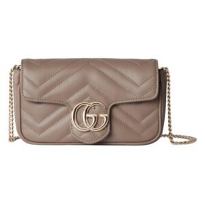 GUCCI GG MARMONT MINI BAG TAUPE LEATHER