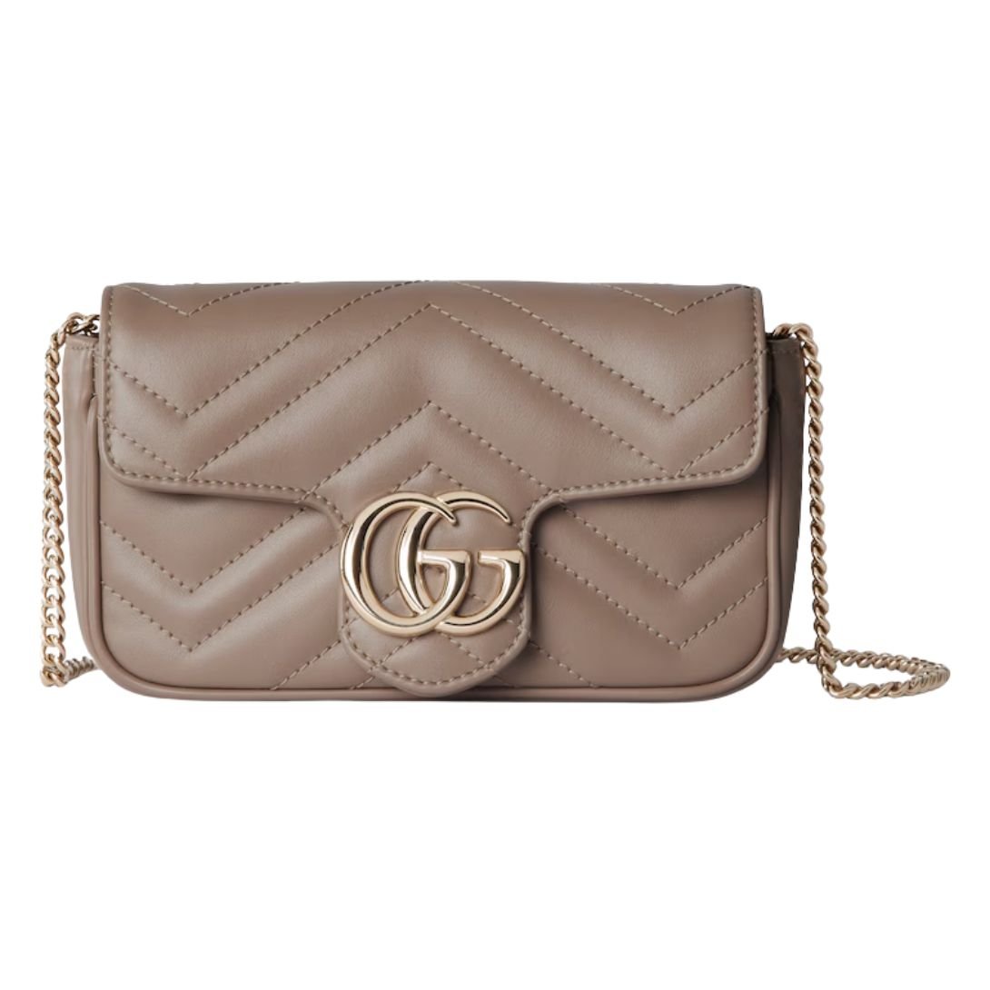 GUCCI GG MARMONT MINI BAG TAUPE LEATHER