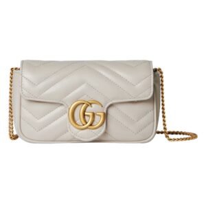 GUCCI GG MARMONT MINI BAG LIGHT GREY LEATHER