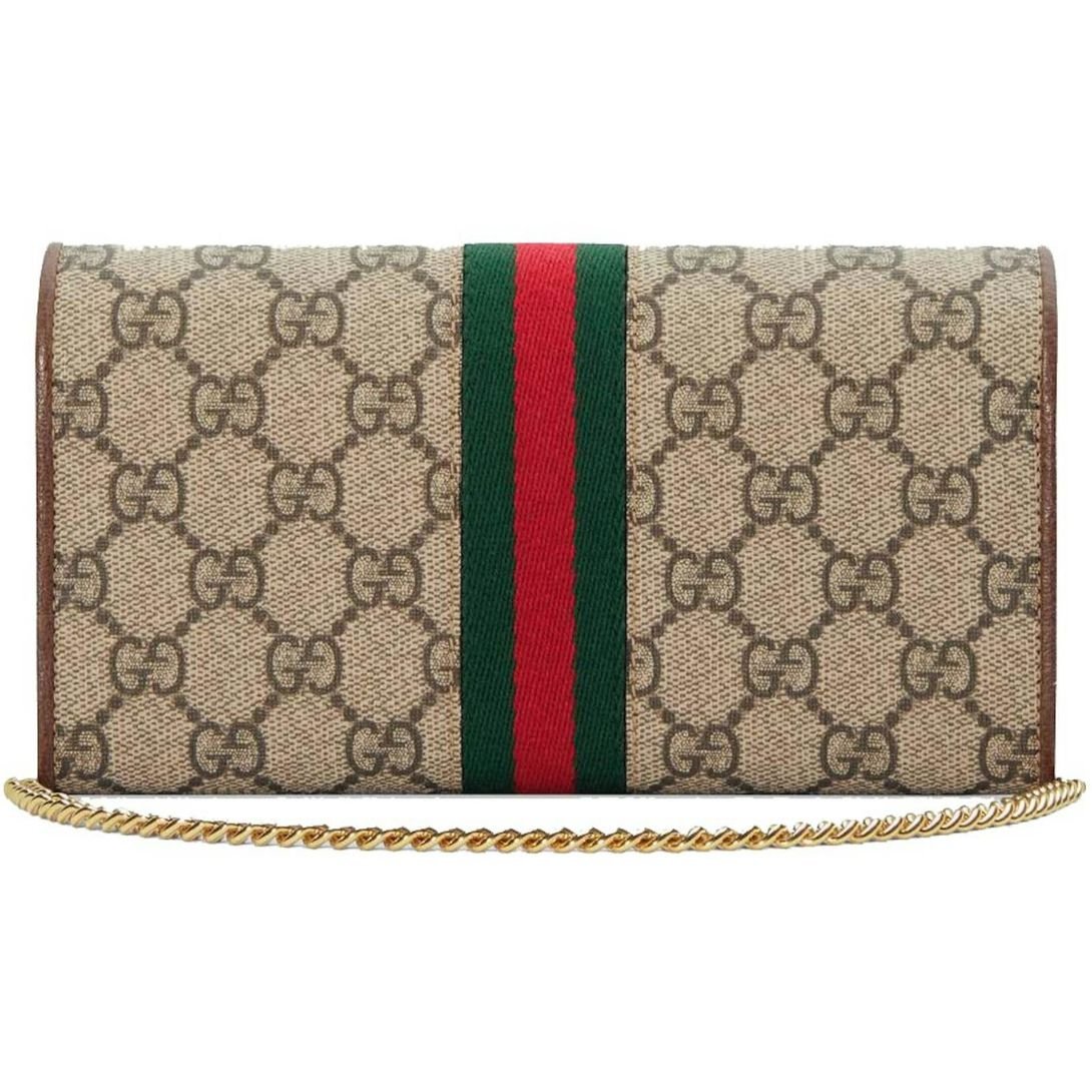 GUCCI OPHIDIA WALLET CHAIN STRAP IN BEIGE