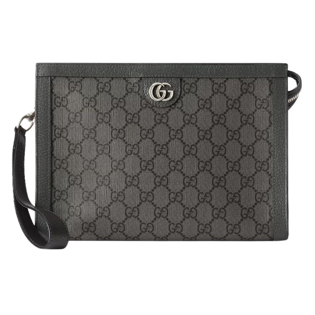 GUCCI OPHIDIA SMALL POUCH GREY AND BLACK
