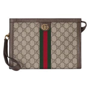 GUCCI OPHIDIA SMALL POUCH BEIGE AND EBONY