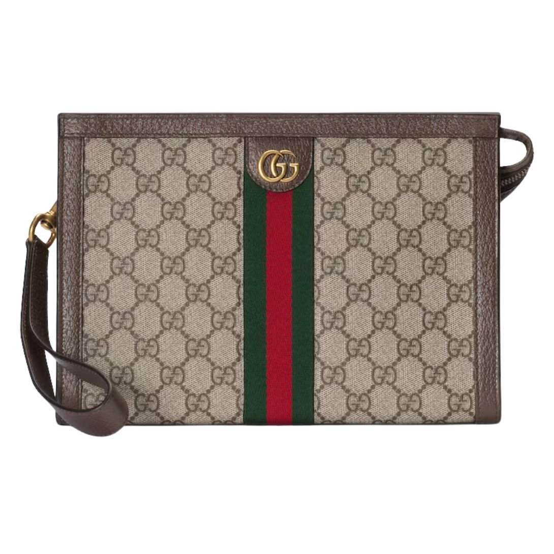 GUCCI OPHIDIA SMALL POUCH BEIGE AND EBONY