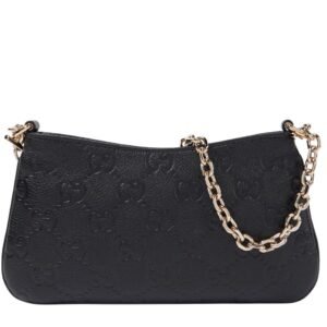 GUCCI GG SUPER MINI DEBOSSED LEATHER SHOULDER BAG