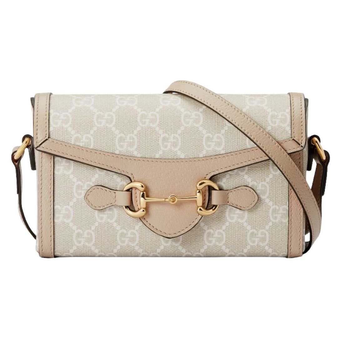 GUCCI HORSEBIT 1955 MINI BAG BEIGE AND WHITE