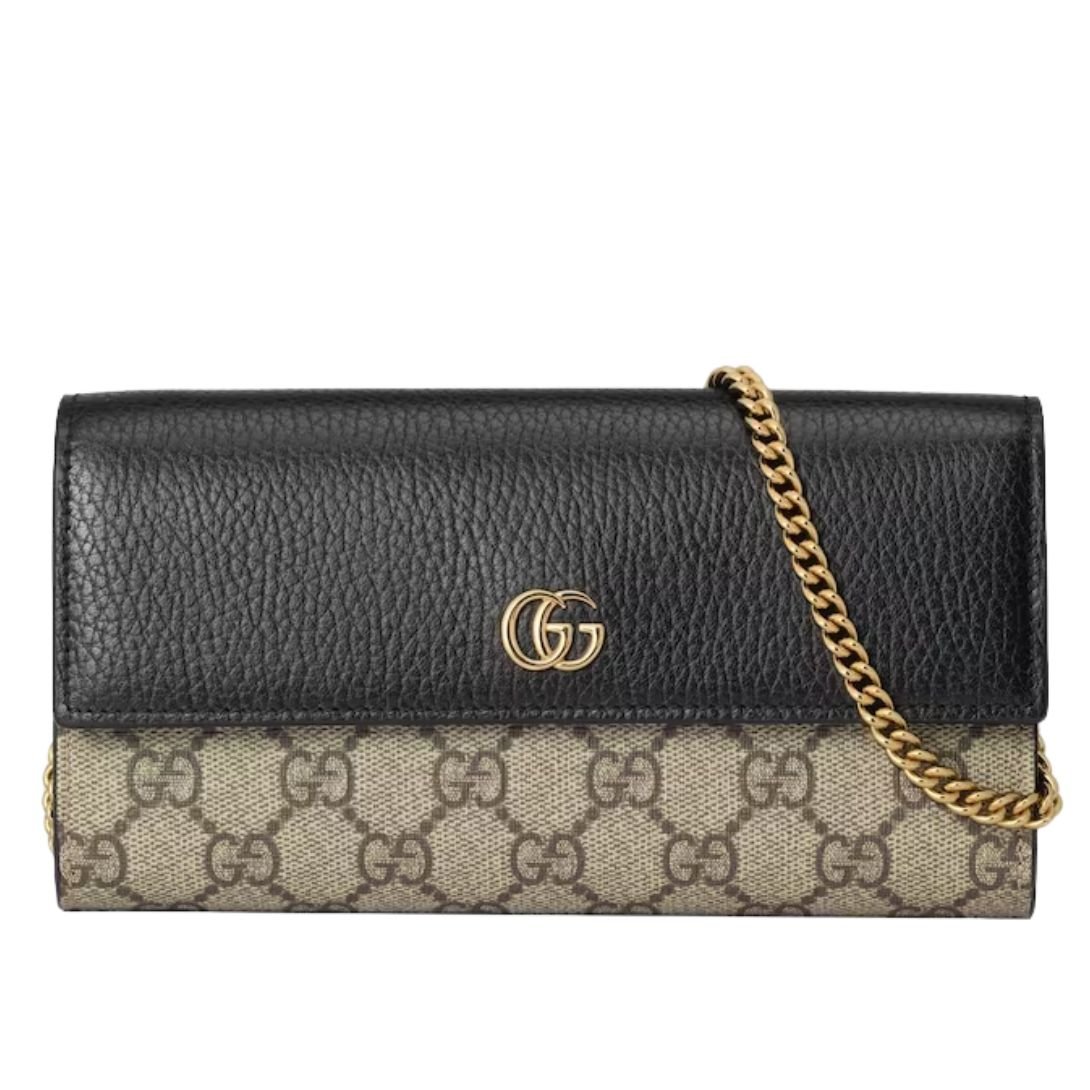 GUCCI GG MARMONT BI-COLOR WALLET ON CHAIN