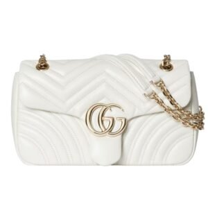 GUCCI GG MARMONT MEDIUM SHOULDER BAG WHITE LEATHER