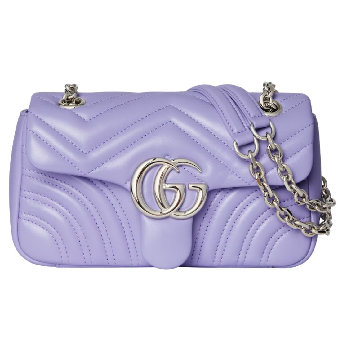 GUCCI SMALL GG MARMONT SHOULDER BAG LILAC LEATHER