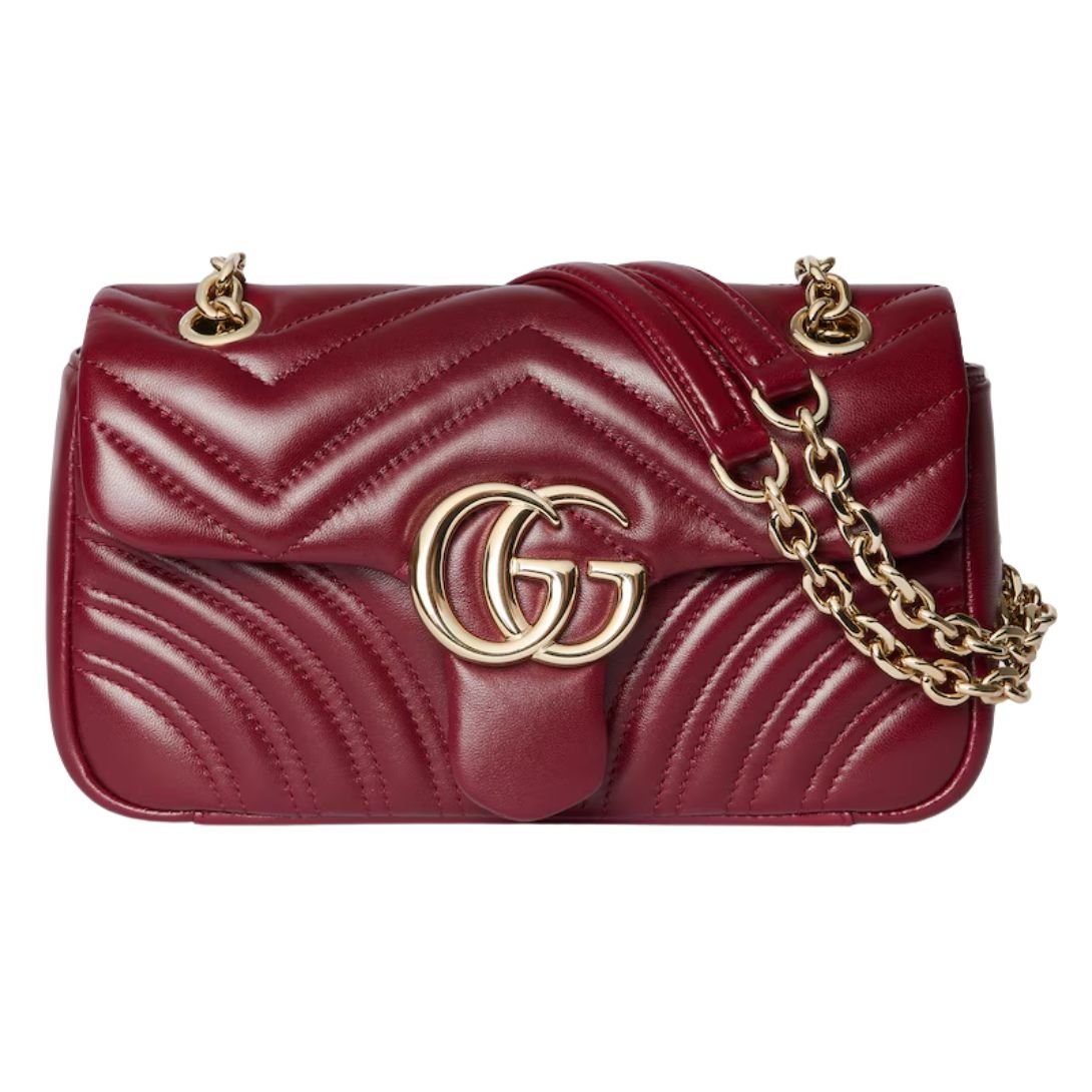 GUCCI SMALL GG MARMONT SHOULDER BAG ROSSO ANCORA RED