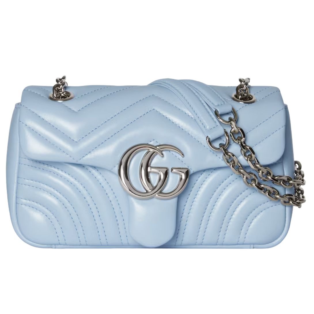 GUCCI SMALL GG MARMONT SHOULDER BAG LIGHT BLUE