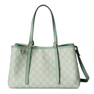 GUCCI GG EMBLEM MEDIUM TOTE BAG SAGE GREEN