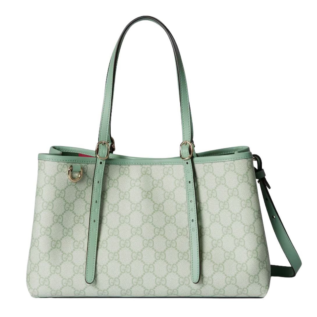 GUCCI GG EMBLEM MEDIUM TOTE BAG SAGE GREEN