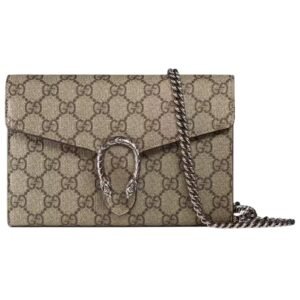 GUCCI DIONYSUS WALLET ON CHAIN WOMEN BEIGE AND EBONY