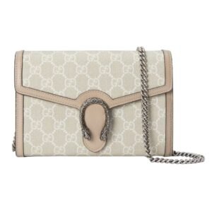 GUCCI DIONYSUS WALLET ON CHAIN WOMEN BEIGE AND WHITE