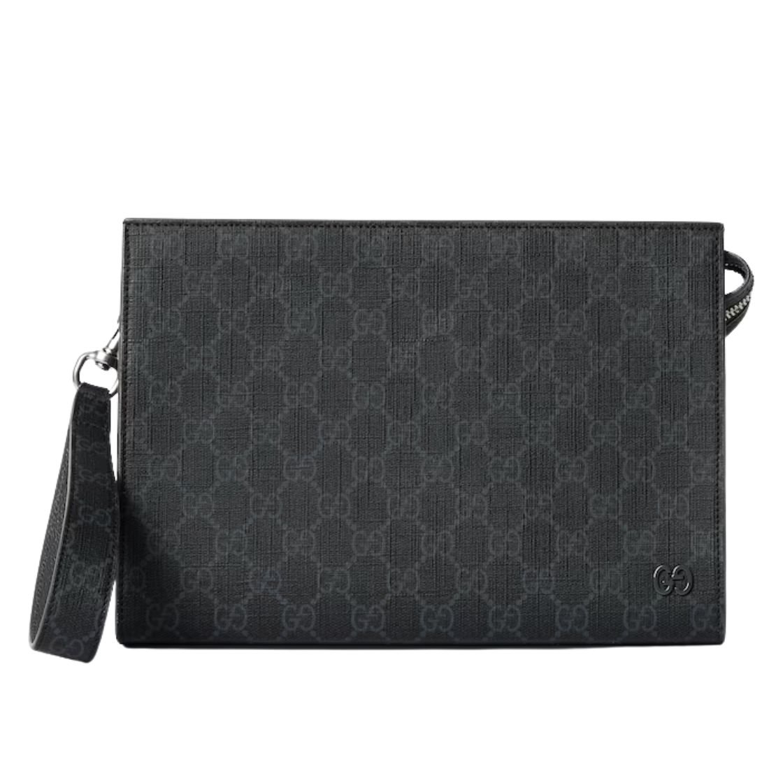 GUCCI GG POUCH WITH GREY TRIM