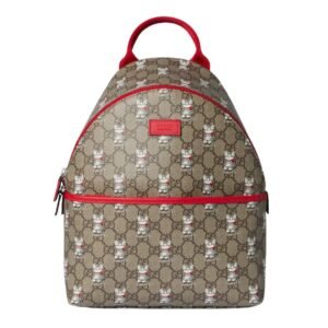 GUCCI KIDS GG SUPREME BAG BEIGE AND DARK BROWN