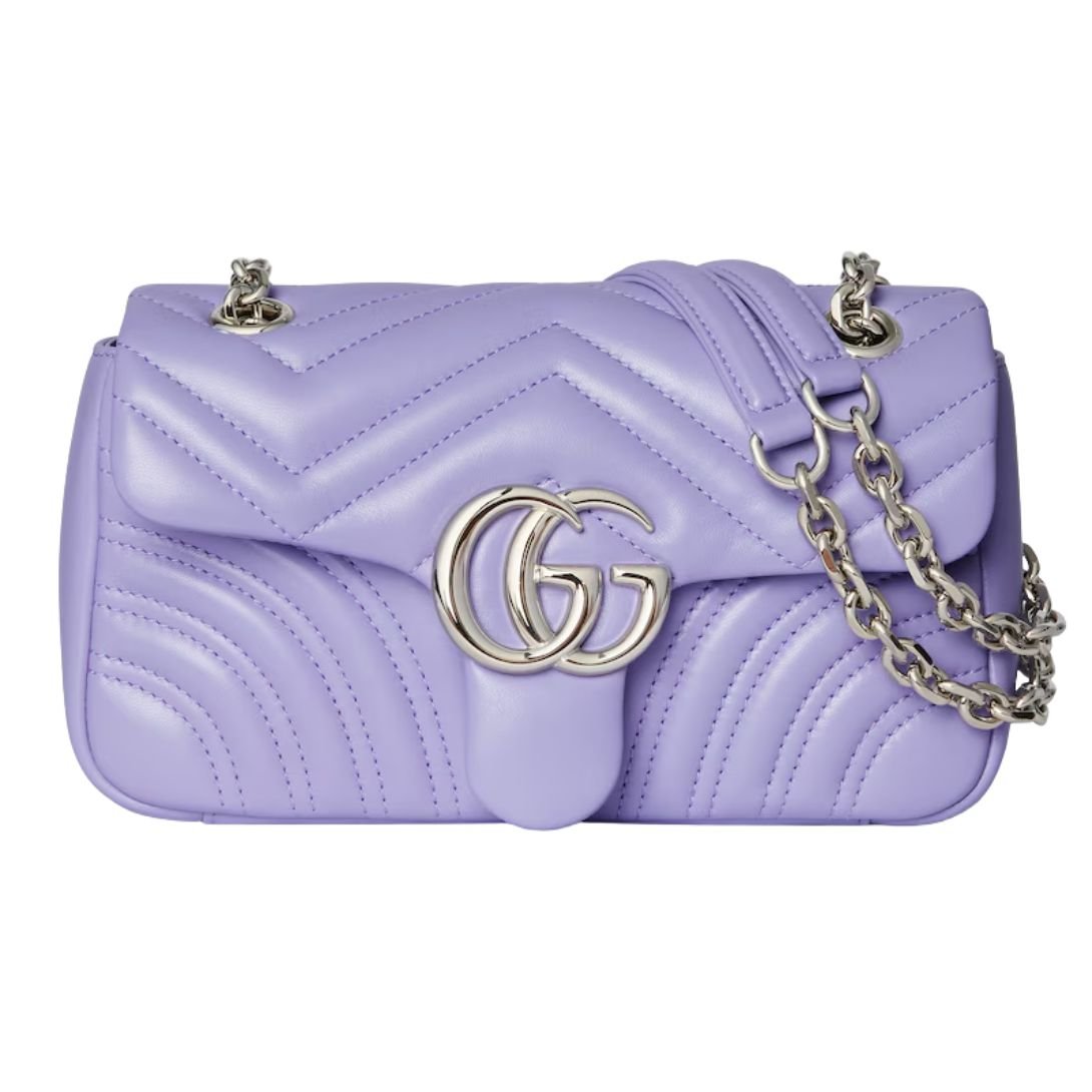 GUCCI GG MARMONT SMALL SHOULDER BAG LILAC LEATHER