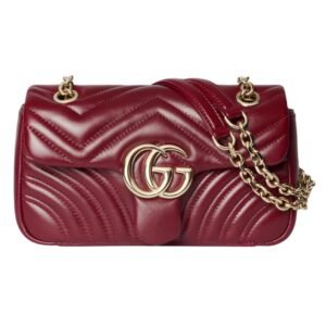 GUCCI GG MARMONT SMALL SHOULDER BAG ROSSO ANCORA RED