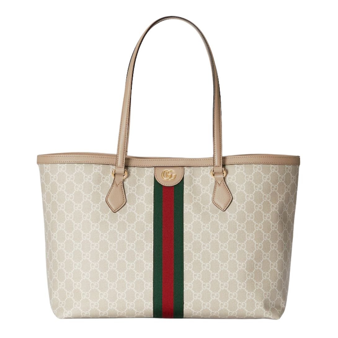 GUCCI OPHIDIA MEDIUM TOTE BAG BEIGE AND WHITE