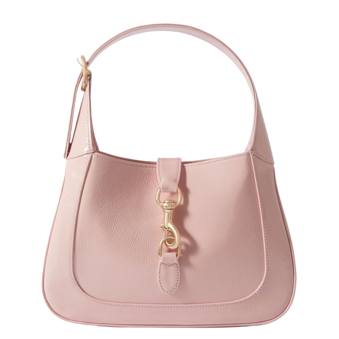 GUCCI JACKIE SMALL PATENT-LEATHER SHOULDER BAG BLUSH