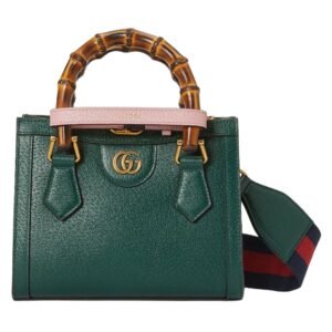 GUCCI DIANA SMALL TOTE BAG GREEN LEATHER