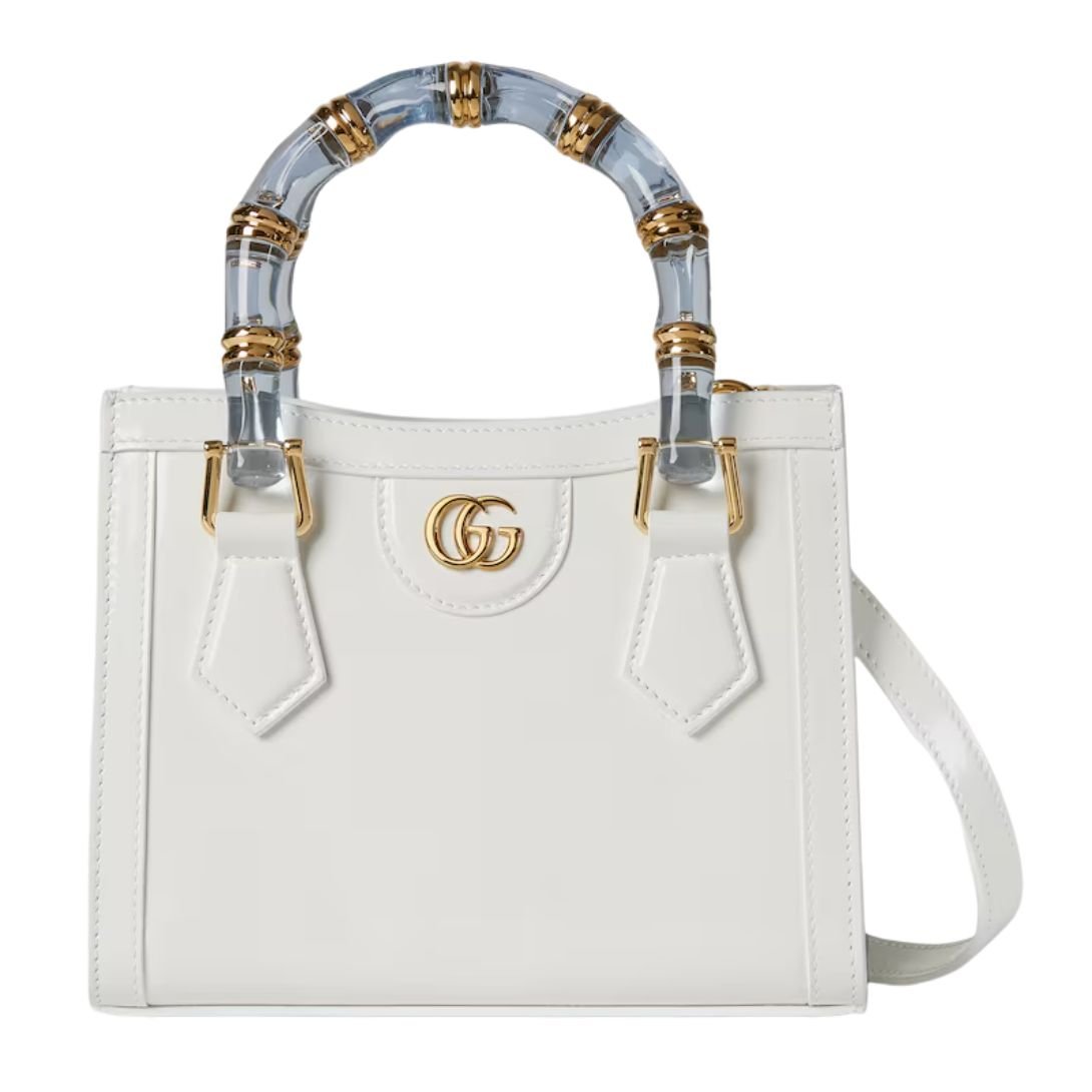 GUCCI DIANA SMALL TOTE BAG WHITE LEATHER