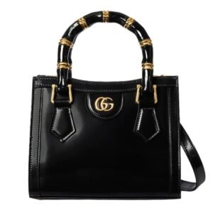 GUCCI DIANA SMALL TOTE BAG BLACK LEATHER