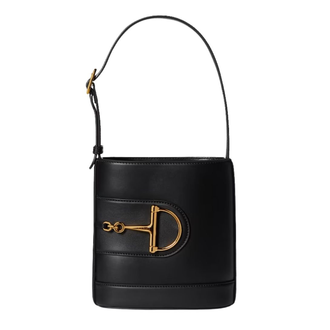 GUCCI 73 MINI BUCKET BAG BLACK LEATHER