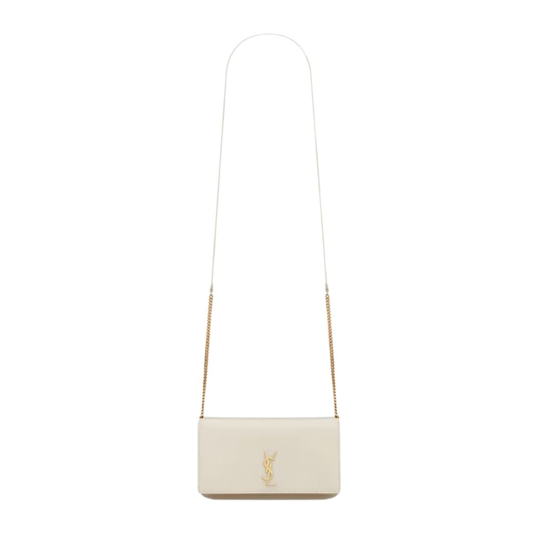 SAINT LAURENT WOMEN'S CASSANDRE PHONE HOLDER WITH STRAP BLANC VINTAGE