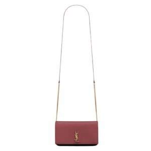 SAINT LAURENT WOMEN’S CASSANDRE PHONE HOLDER WITH STRAP ROUGE MERLOT