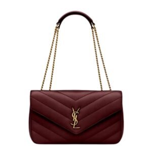 SAINT LAURENT WOMEN’S MEDIUM LOULOU LEATHER SHOULDER BAG IN ROUGE CABERNET