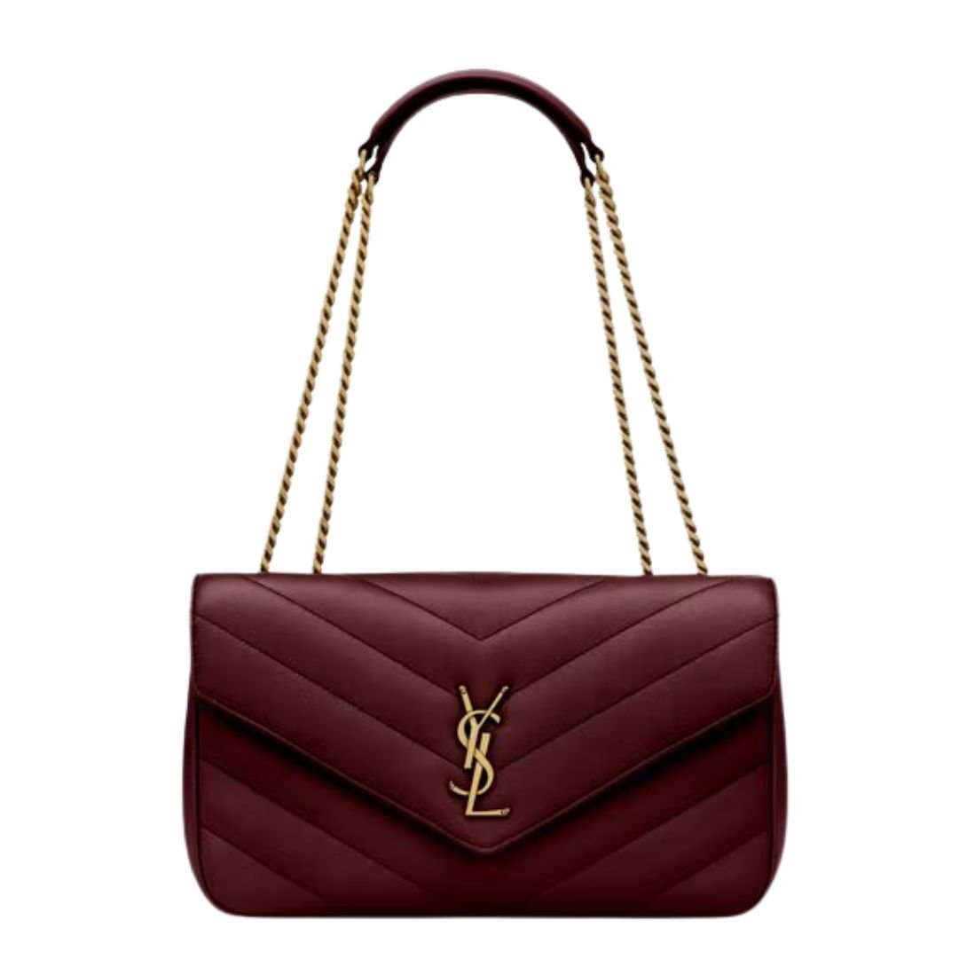 SAINT LAURENT WOMEN'S MEDIUM LOULOU LEATHER SHOULDER BAG IN ROUGE CABERNET