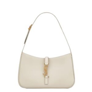 SAINT LAURENT WOMEN’S LE 5 À 7 LEATHER HOBO BLANC VINTAGE