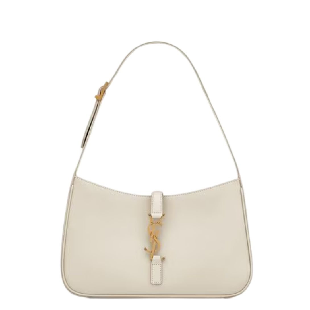 SAINT LAURENT WOMEN'S LE 5 À 7 LEATHER HOBO BLANC VINTAGE