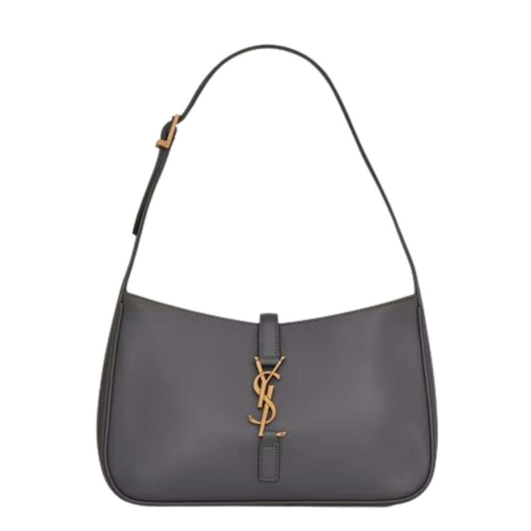 SAINT LAURENT WOMEN'S LE 5 À 7 LEATHER HOBO STORM
