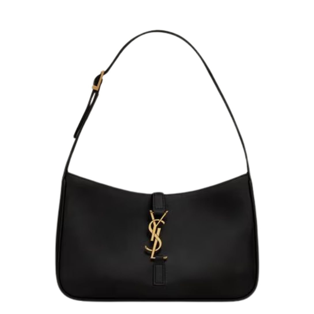 SAINT LAURENT WOMEN'S LE 5 À 7 LEATHER HOBO NOIR