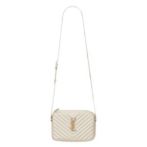 SAINT LAURENT WOMEN’S LOU CAMERA BAG IN QUILTED LEATHER CREMA SOFT