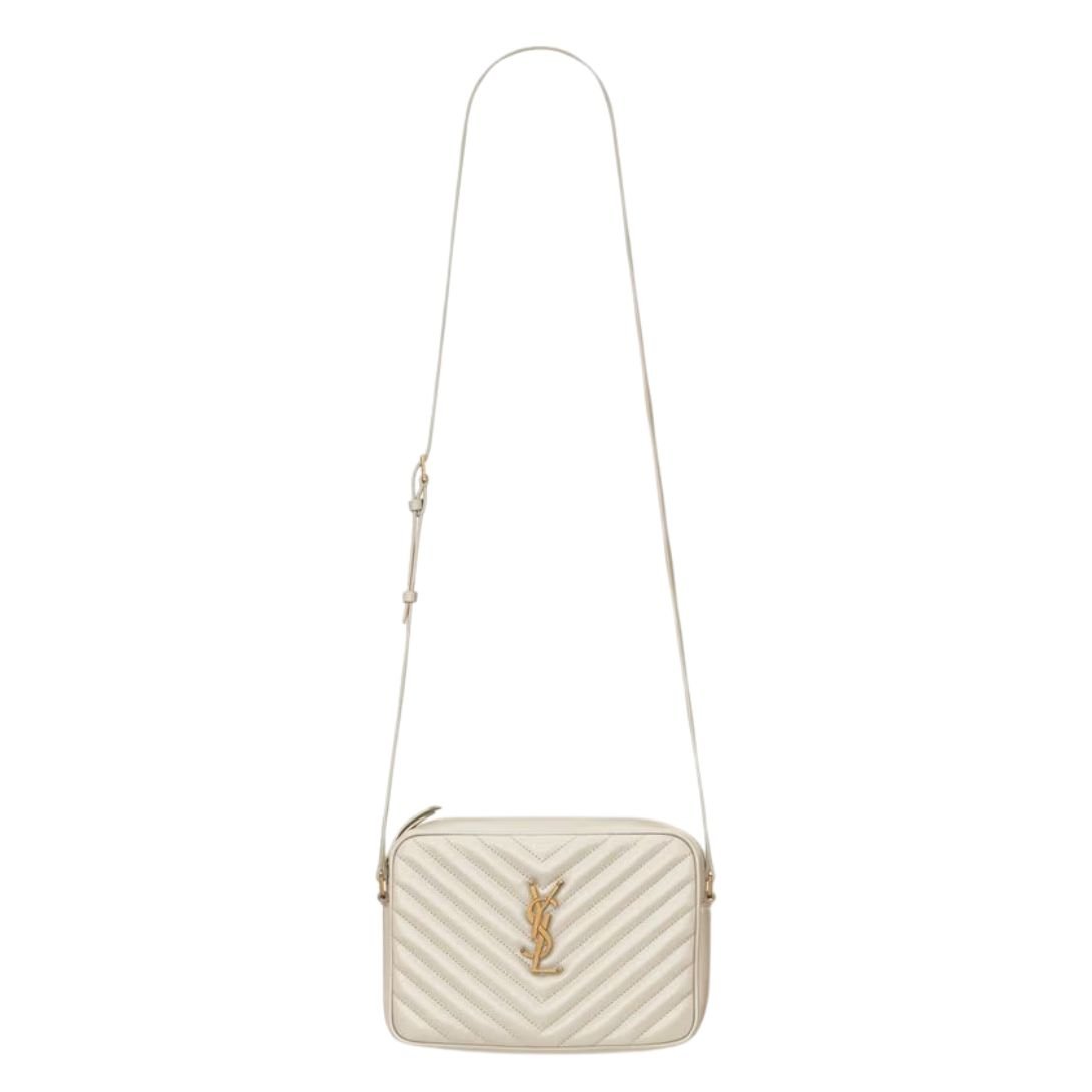 SAINT LAURENT WOMEN'S LOU CAMERA BAG IN QUILTED LEATHER CREMA SOFT