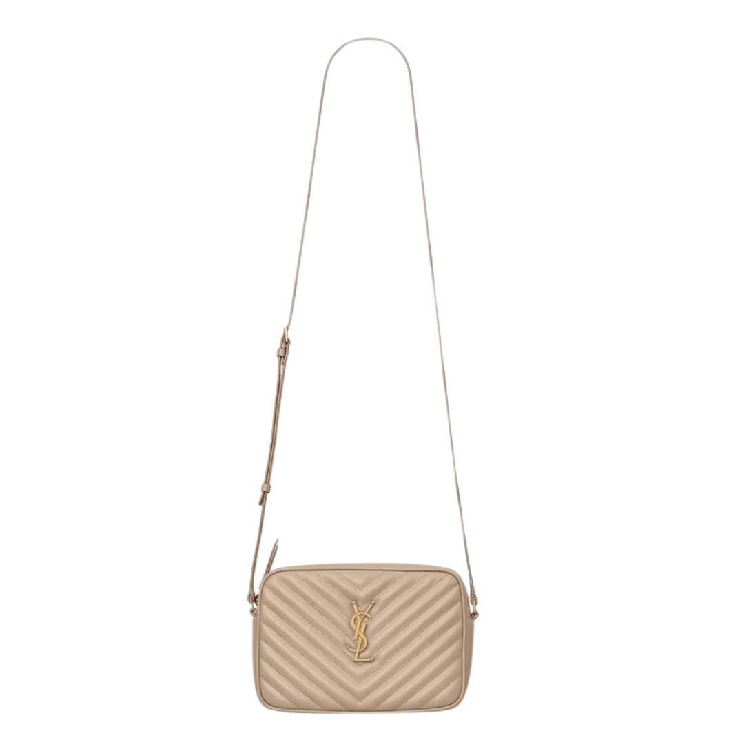 SAINT LAURENT WOMEN'S LOU CAMERA BAG IN QUILTED LEATHER DARK BEIGE